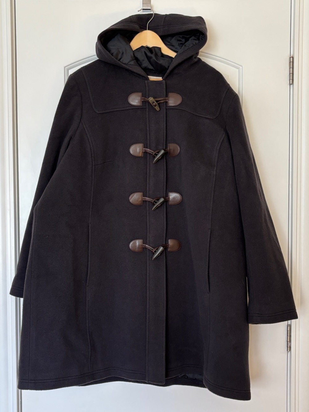 L.L.Bean Bellandi Brown Wool Hooded Duffle Toggle Coat Women’s 3X EUC